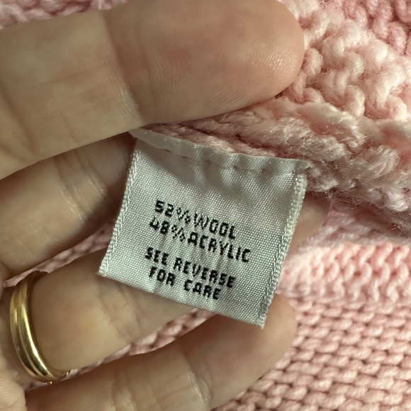 Vintage Talbots Baby Pink Wool Blend Chunky Turtleneck Sweater Sz Medium - Picture 8 of 8